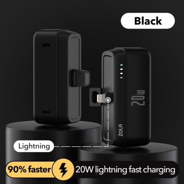 ZOLA MINI PORTABLE POWER BANK FAST CHARGING PD 20W WITH STAND HOLDER - LIGHTNING-BLACK