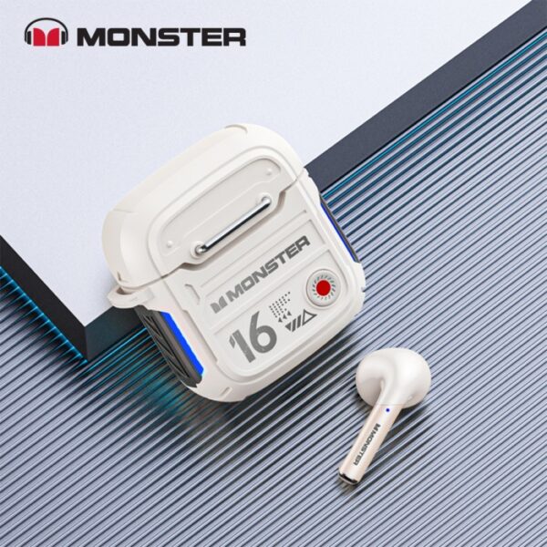 MONSTER XKT16 BLUETOOTH EARPHONE TWS HEADSET EARBUDS HEADPHONE - Beige